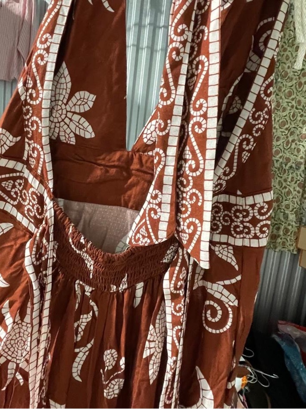 Celadine by Anthro Bohemian Embroidered Halter Maxi Dress - Rust NWT - Picture 5 of 5